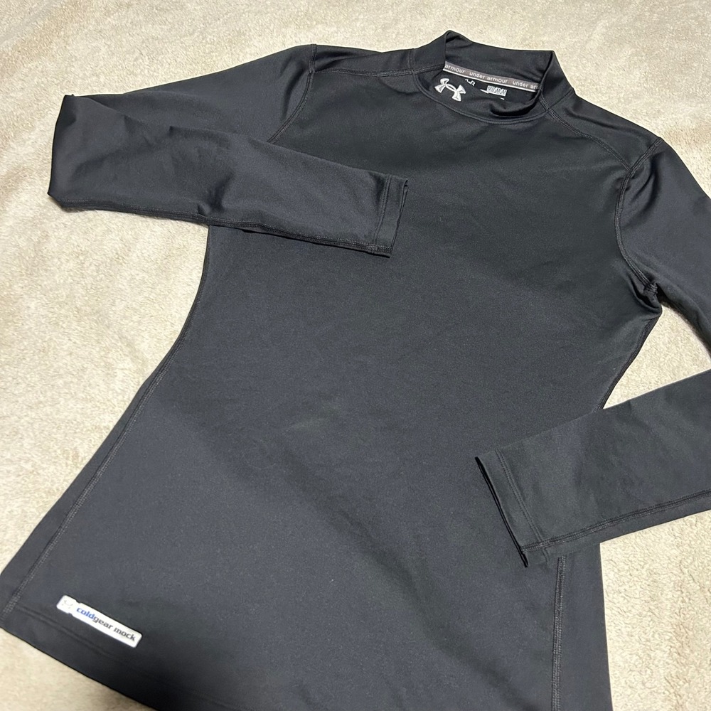 Under Armour ColdGear Base Layer Mock Womens M Black Fitted Long Sleeve